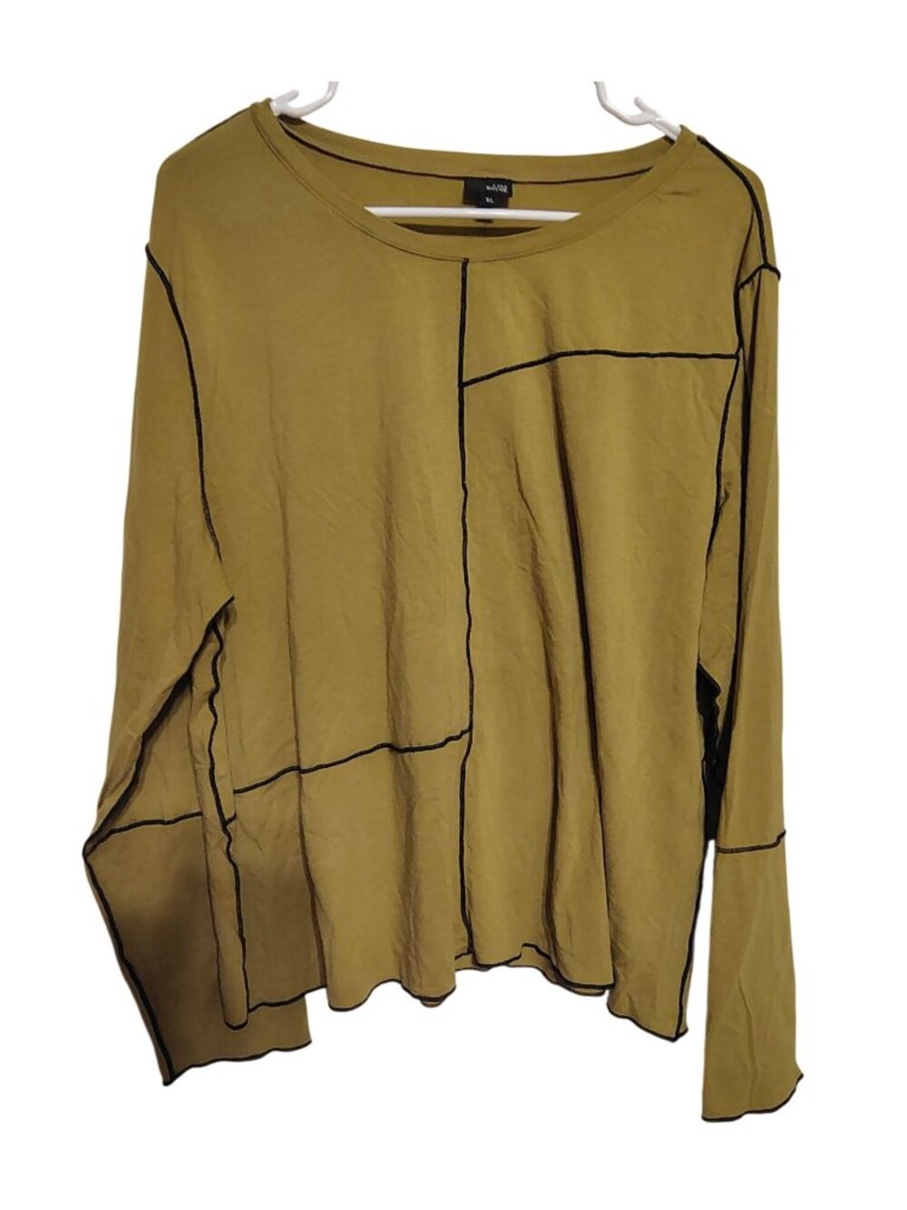 Lisa Bayne XL Green Pullover Top, Lagenlook Art to Wear Bamboo Cotton Spandex